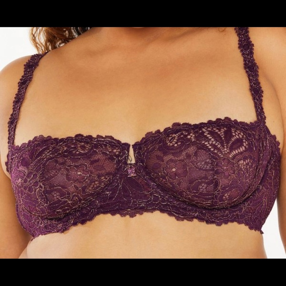 Corded Lace unlined balconette bra - Late night purple